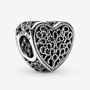 PANDORA Filigree Beaded Heart Charm
